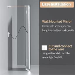 XXL Bathroom Mirror Smart LED Vanity Mirror Wall Mounted with Bluetooth, Digital Display, Back Front Lit,Anti Fog for Hotel Hall