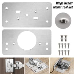 5 Sets NEW Hinge Repair Plate Rust-Resistant Steel Furniture Cupboard Repair Mount Tool