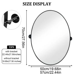 LUVODI Tilting Bathroom Mirror: 20”x28” Oval Black Pivot Mirror Wall Mounted Vanity Mrror