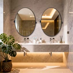 LUVODI Tilting Bathroom Mirror: 20”x28” Oval Black Pivot Mirror Wall Mounted Vanity Mrror