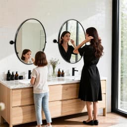 LUVODI Tilting Bathroom Mirror: 20”x28” Oval Black Pivot Mirror Wall Mounted Vanity Mrror