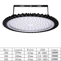 LED High Bay Light 200W 300W 500W Low Bay UFO Warehouse Industrial Lights with AU Plug For Garage Gym Factory Warehouse