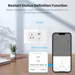 Melery Tuya WiFi Smart AU Plug Outlet Wall Socket Glass Panel USB Type-C PD 30W Fast Charge for Iphone Remote Alexa Google Home