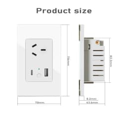 Melery Tuya WiFi Smart AU Plug Outlet Wall Socket Glass Panel USB Type-C PD 30W Fast Charge for Iphone Remote Alexa Google Home