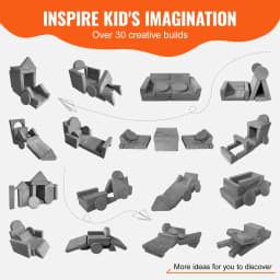 SucceBuy Play Couch Kids Sofa Toddler Foam Sofa Couch with High-density 25D Sponge for Playing Creative Sleeping Kids Furniture