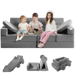 SucceBuy Play Couch Kids Sofa Toddler Foam Sofa Couch with High-density 25D Sponge for Playing Creative Sleeping Kids Furniture