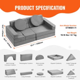 SucceBuy Play Couch Kids Sofa Toddler Foam Sofa Couch with High-density 25D Sponge for Playing Creative Sleeping Kids Furniture
