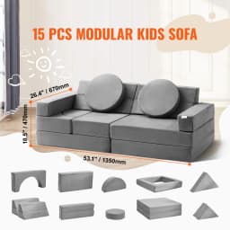 SucceBuy Play Couch Kids Sofa Toddler Foam Sofa Couch with High-density 25D Sponge for Playing Creative Sleeping Kids Furniture
