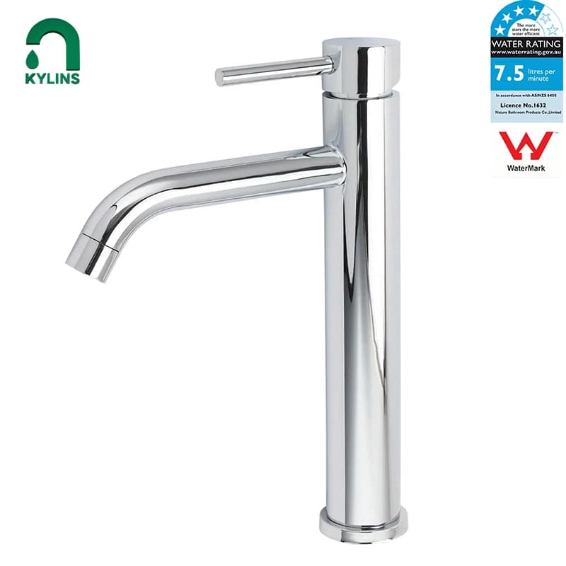 **Sydney Stock** KYLINS Tall Round Basin Mixer Tap Bathroom Vanity Sink Faucet Chrome High Mixer Stand WaterMark Wels