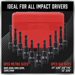HORUSDY 12Pc Magnetic Nut Driver Set Metric & Imperial Socket Drill Bit Adaptor 1/4" Hex