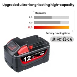 1/2/4P M18 12.0Ah 18V MAX Lithium-ion Battery Replace for Milwaukee 48-11-1810 48-11-1820 48-1100 Cordless Tools Battery pin