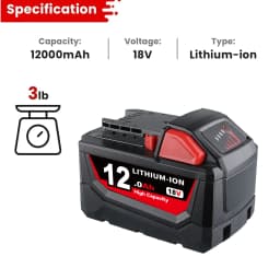 1/2/4P M18 12.0Ah 18V MAX Lithium-ion Battery Replace for Milwaukee 48-11-1810 48-11-1820 48-1100 Cordless Tools Battery pin