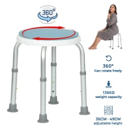 Adjustable Bath Shower Stool Height Adjustable Chair Seat Rotating Swivel Round