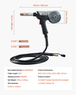 SucceBuy 100Amp Spool Gun w/ 10FT Cable Compatible with Hobart Handler 210 MVP Mig Welders for 0.023" 0.030"SolidWelding Wires