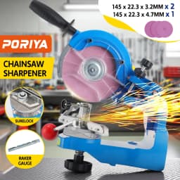 PORIYA Chainsaw Sharpener Chain Saw Electric Grinder Bench Tool W/Raker Gauge