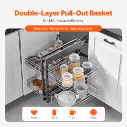 SucceBuy 2/3Tier Opening Blind Corner Pull Out Organizer, 4 Shelf Kitchen Cabinet Organizer Slide Out Storage Organizer Basket