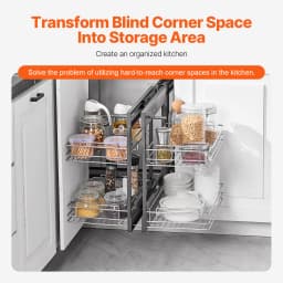 SucceBuy 2/3Tier Opening Blind Corner Pull Out Organizer, 4 Shelf Kitchen Cabinet Organizer Slide Out Storage Organizer Basket