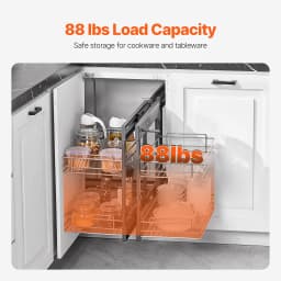 SucceBuy 2/3Tier Opening Blind Corner Pull Out Organizer, 4 Shelf Kitchen Cabinet Organizer Slide Out Storage Organizer Basket