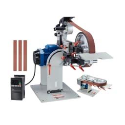 SucceBuy Belt Grinder Sander Variable Speed Belt Polisher with VFD 1500 W Knife Sharpener Grinding Moulds & 3PCS Sanding Belts