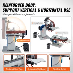 SucceBuy Belt Grinder Sander Variable Speed Belt Polisher with VFD 1500 W Knife Sharpener Grinding Moulds & 3PCS Sanding Belts