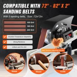 SucceBuy Belt Grinder Sander Variable Speed Belt Polisher with VFD 1500 W Knife Sharpener Grinding Moulds & 3PCS Sanding Belts
