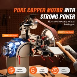 SucceBuy Belt Grinder Sander Variable Speed Belt Polisher with VFD 1500 W Knife Sharpener Grinding Moulds & 3PCS Sanding Belts