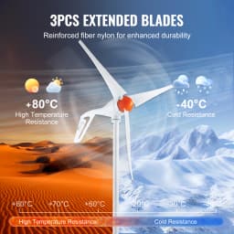 SucceBuy 500 W Wind Turbine Generator w/Anemometer 12V Wind Turbine Kit 3-Blade Wind Power Generator MPPT Controller for Homeuse