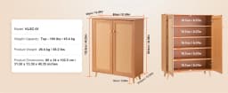 SucceBuy 5Tiers 2Door 40.35" Tall and Adjustable Shelves Rattan Shoe Storage Entryway Cabinet Ideal for Entryway Closet Hallway