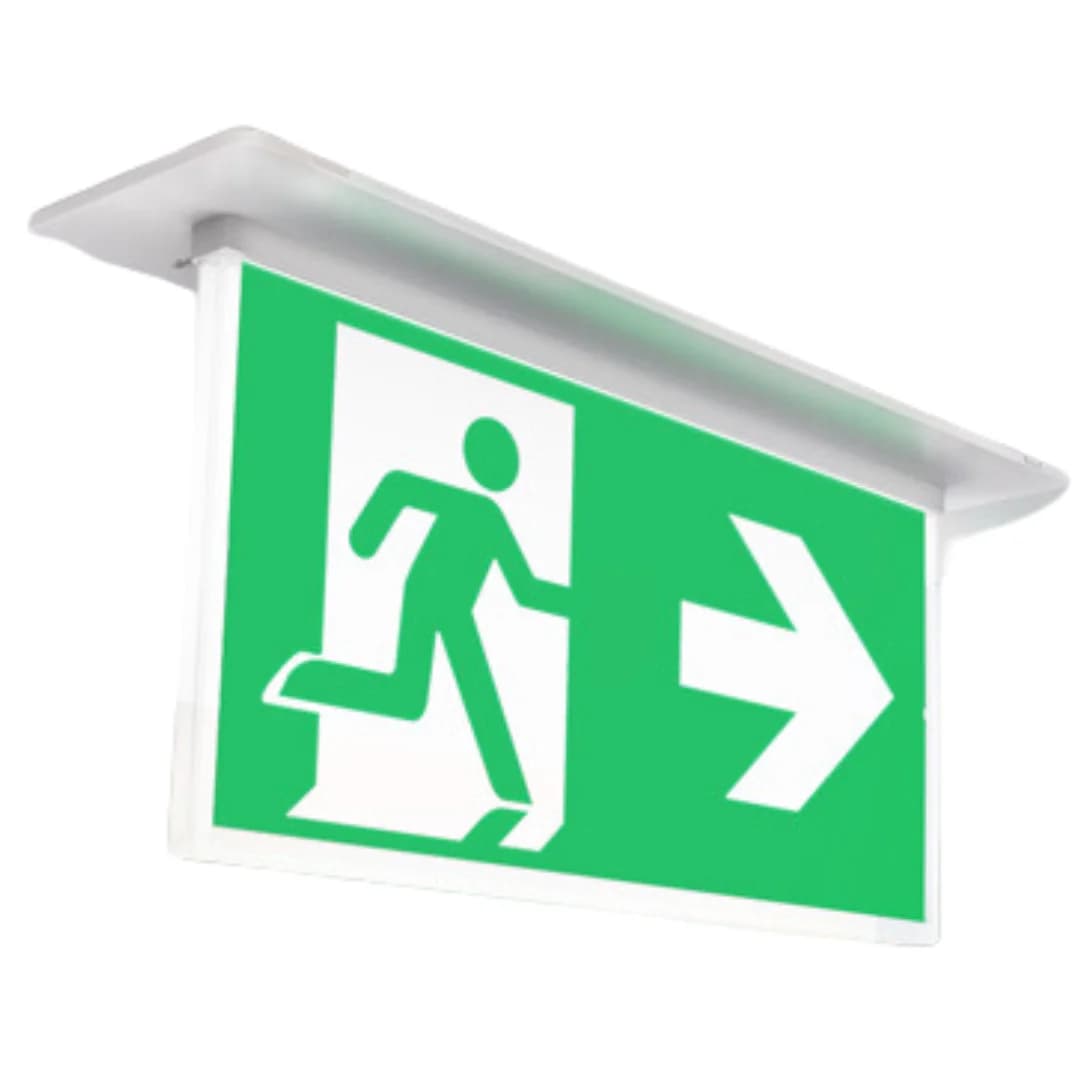 Recessed Exit Light White 24M Single & Double Sided with Running Man Diffusers