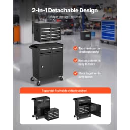SucceBuy 5 Drawers Rolling Tool Chest 2-in-1 Tool Cabinet Organizer with Lock Bar Metal Toolbox for Workshop Garage Storage
