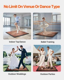 SucceBuy Dance Floor Tiles 8/9/15/25/52 pcs Interlocking Dance Flooring Portable Dance Practice Floor with Cushioned Base