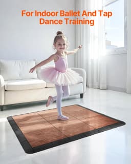 SucceBuy Dance Floor Tiles 8/9/15/25/52 pcs Interlocking Dance Flooring Portable Dance Practice Floor with Cushioned Base
