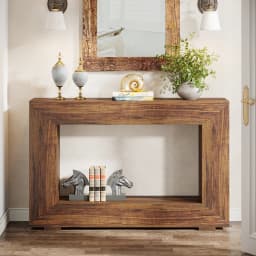 Tribesigns Farmhouse Console Table, 47 Inches Entryway Console Table with Storage, Industrial Hallway Accent Table