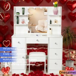 (Winter Gift) Brand-new bedroom dressing table with vanity mirror featuring three colour modes and adjustable brightness