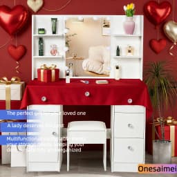 (Winter Gift) Brand-new bedroom dressing table with vanity mirror featuring three colour modes and adjustable brightness