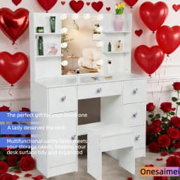 (Winter Gift) Brand-new bedroom dressing table with vanity mirror featuring three colour modes and adjustable brightness