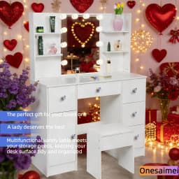 (Winter Gift) Brand-new bedroom dressing table with vanity mirror featuring three colour modes and adjustable brightness