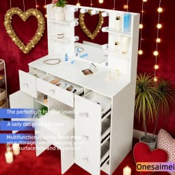 (Winter Gift) Brand-new bedroom dressing table with vanity mirror featuring three colour modes and adjustable brightness