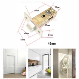 45mm Flat Fork Mortice Door Tubular Latch Internal Bolt Facility Sprung Catch