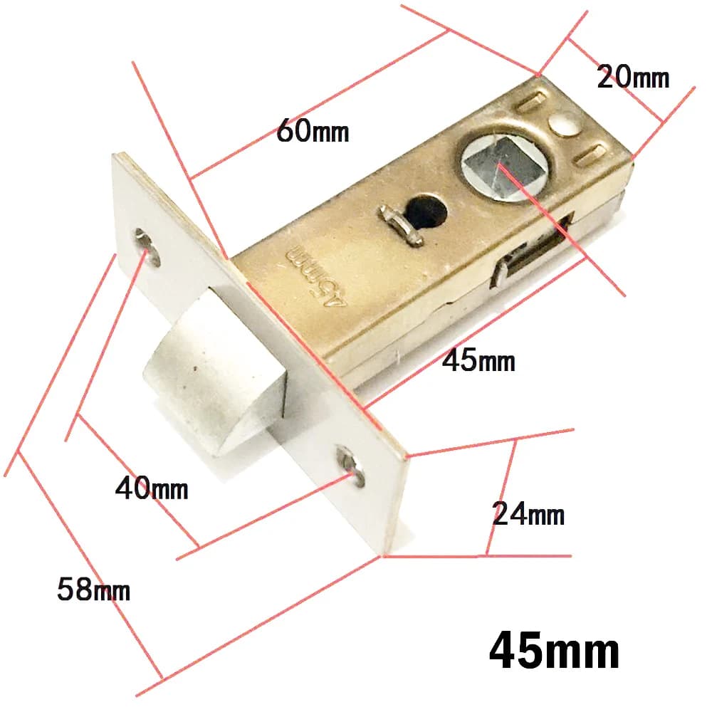 45mm Flat Fork Mortice Door Tubular Latch Internal Bolt Facility Sprung Catch