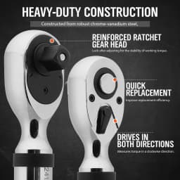 HORUSDY 1/2" Drive Digital Torque Wrench, 25-250Ft.lb / 34-340N.m 2% Accuracy LED Display with Socket Adaptors DIY & Home Repair