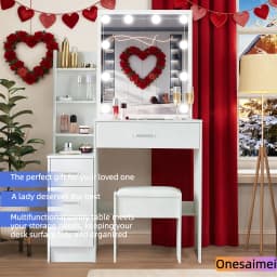 New home dressing table with vanity mirror Features three colour modes and adjustable brightness Ideal birthday gift