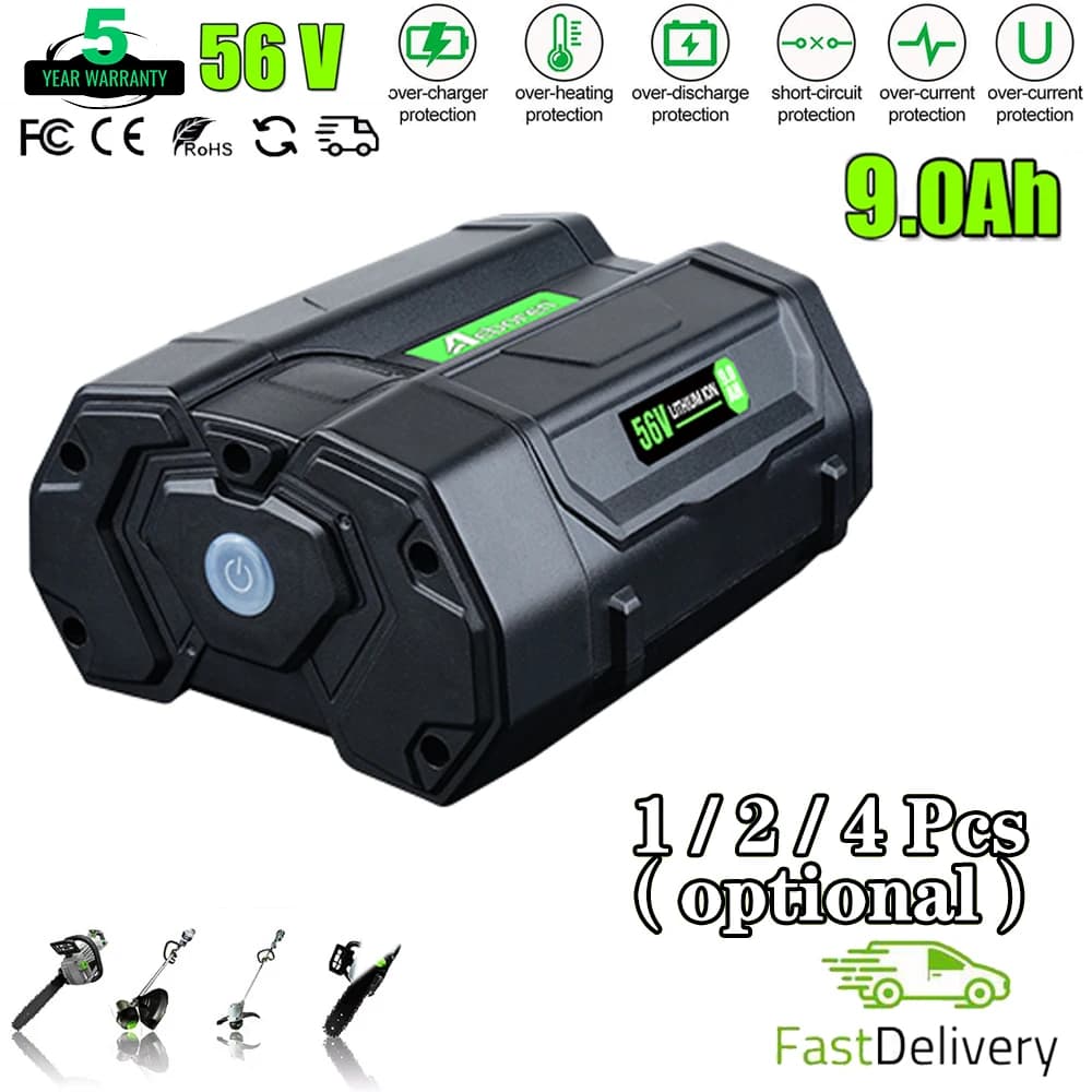 1/2/4Pcs BA5600T 56V 9.0Ah Battery Replace for EGO 56V Battery Pin Compatible with Power Tools (Lawn Mower Leaf Blower Chainsaw)