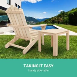 Wooden Coffee Side Table Outdoor Garden Camping Small Desk Natural Finish Furniture