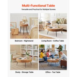 SucceBuy Coffee Tables Sets Living Room Table with End Side Table Coffee and End Tables Sets with Metal Legs for Living Room