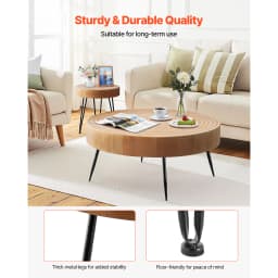 SucceBuy Coffee Tables Sets Living Room Table with End Side Table Coffee and End Tables Sets with Metal Legs for Living Room