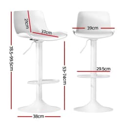 4 Piece White Faux Leather Swivel Gas Lift Bar Stools Adjustable Kitchen Dining Chairs