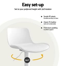 4 Piece White Faux Leather Swivel Gas Lift Bar Stools Adjustable Kitchen Dining Chairs