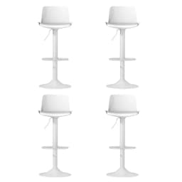 4 Piece White Faux Leather Swivel Gas Lift Bar Stools Adjustable Kitchen Dining Chairs