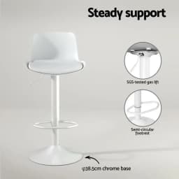 4 Piece White Faux Leather Swivel Gas Lift Bar Stools Adjustable Kitchen Dining Chairs